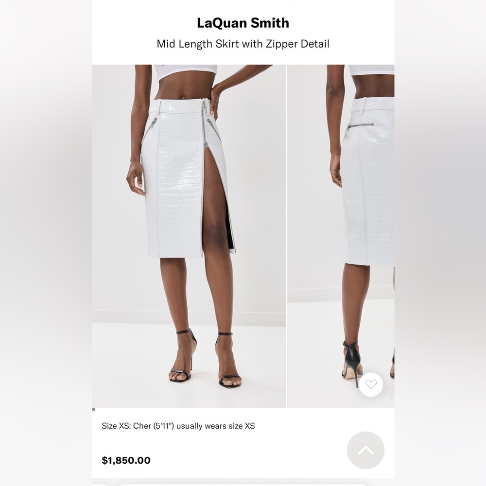 LaQuan Smith White Croc-Embossed Pencil Skirt